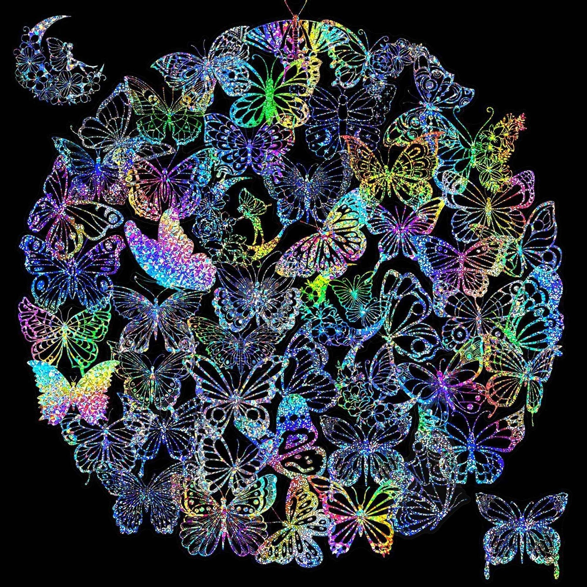 Butterfly Holographic Stickers 100pcs Scrapbook Decor