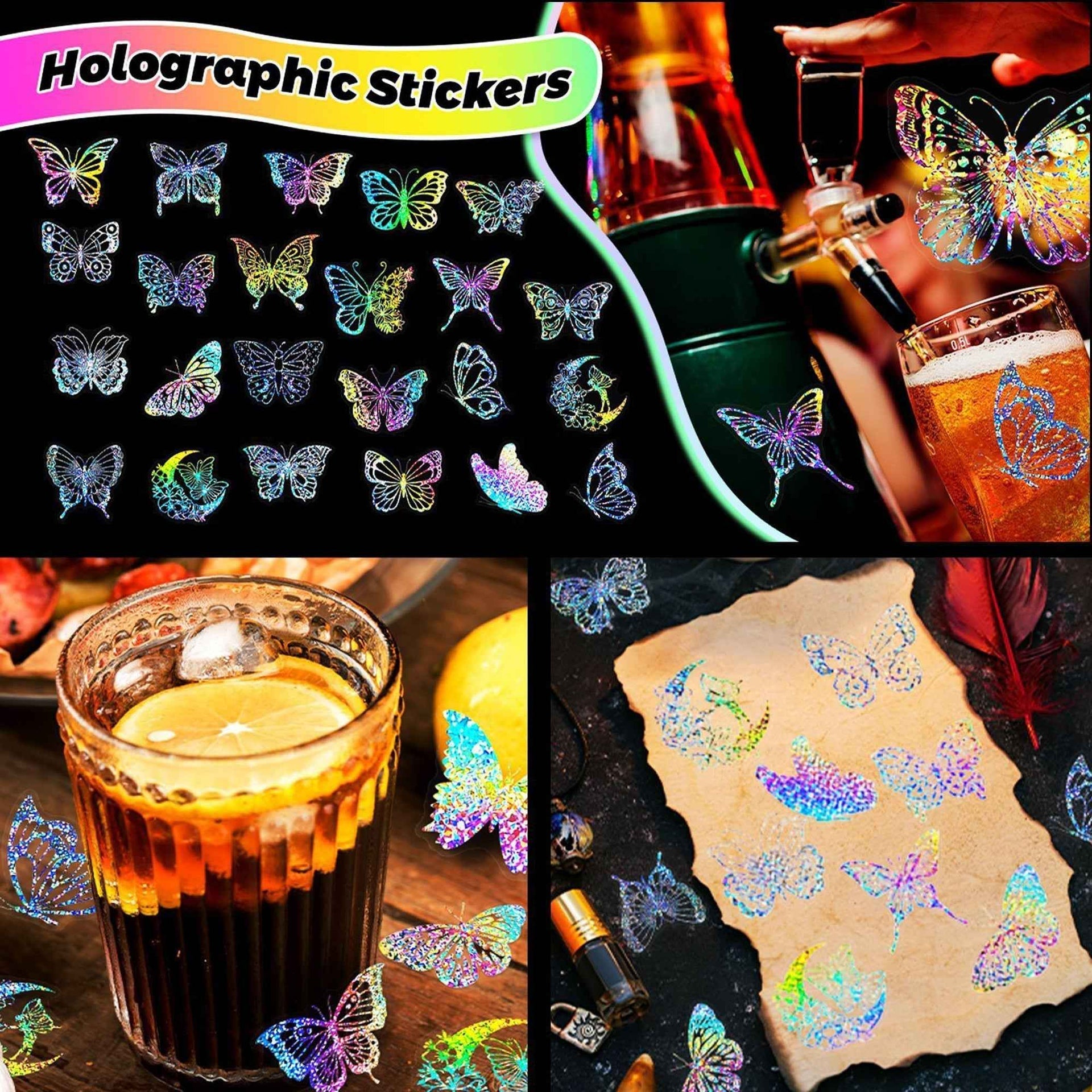 Butterfly Holographic Stickers 100pcs Scrapbook Decor