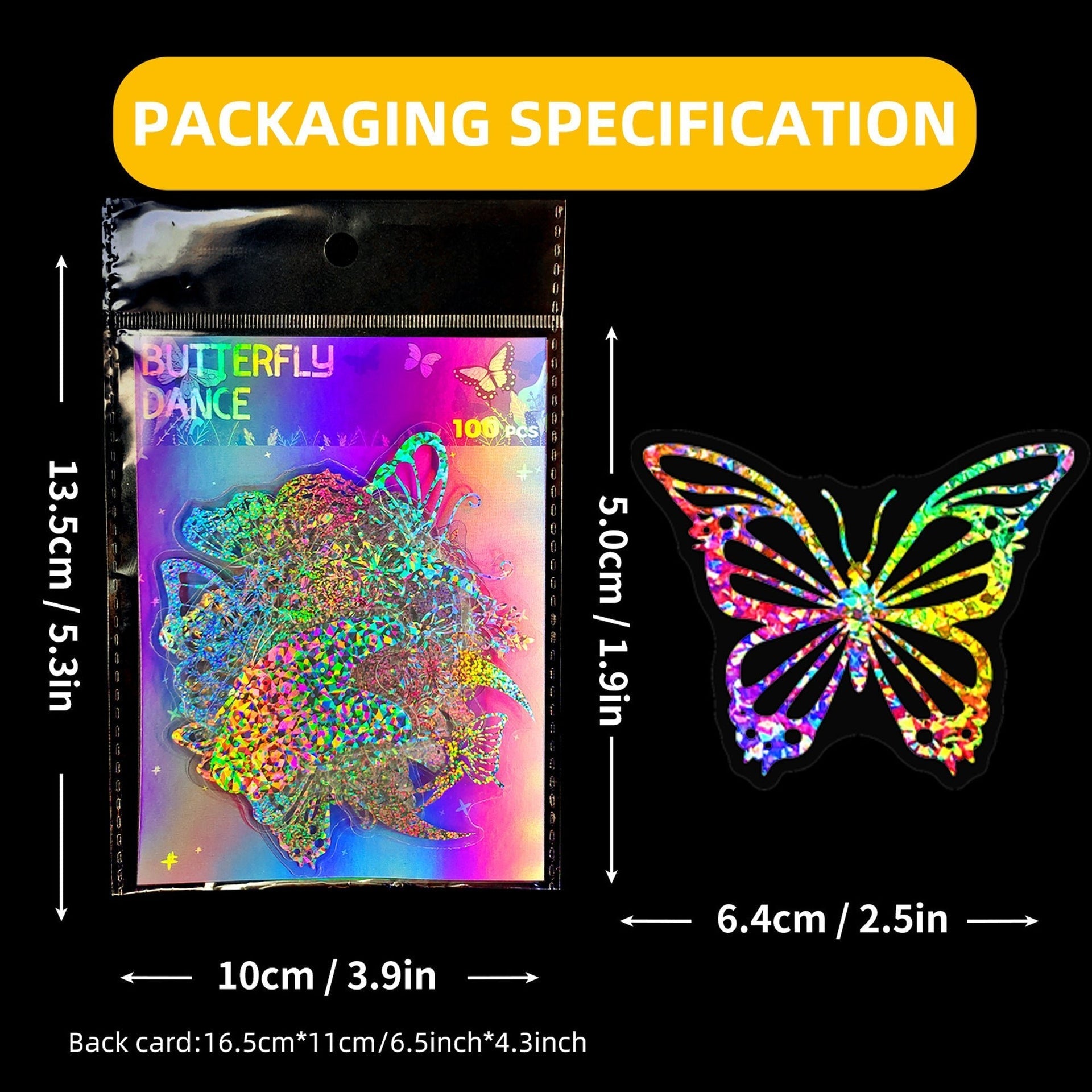 Butterfly Holographic Stickers 100pcs Scrapbook Decor