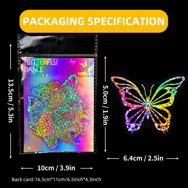 Butterfly Holographic Stickers 100pcs Scrapbook Decor