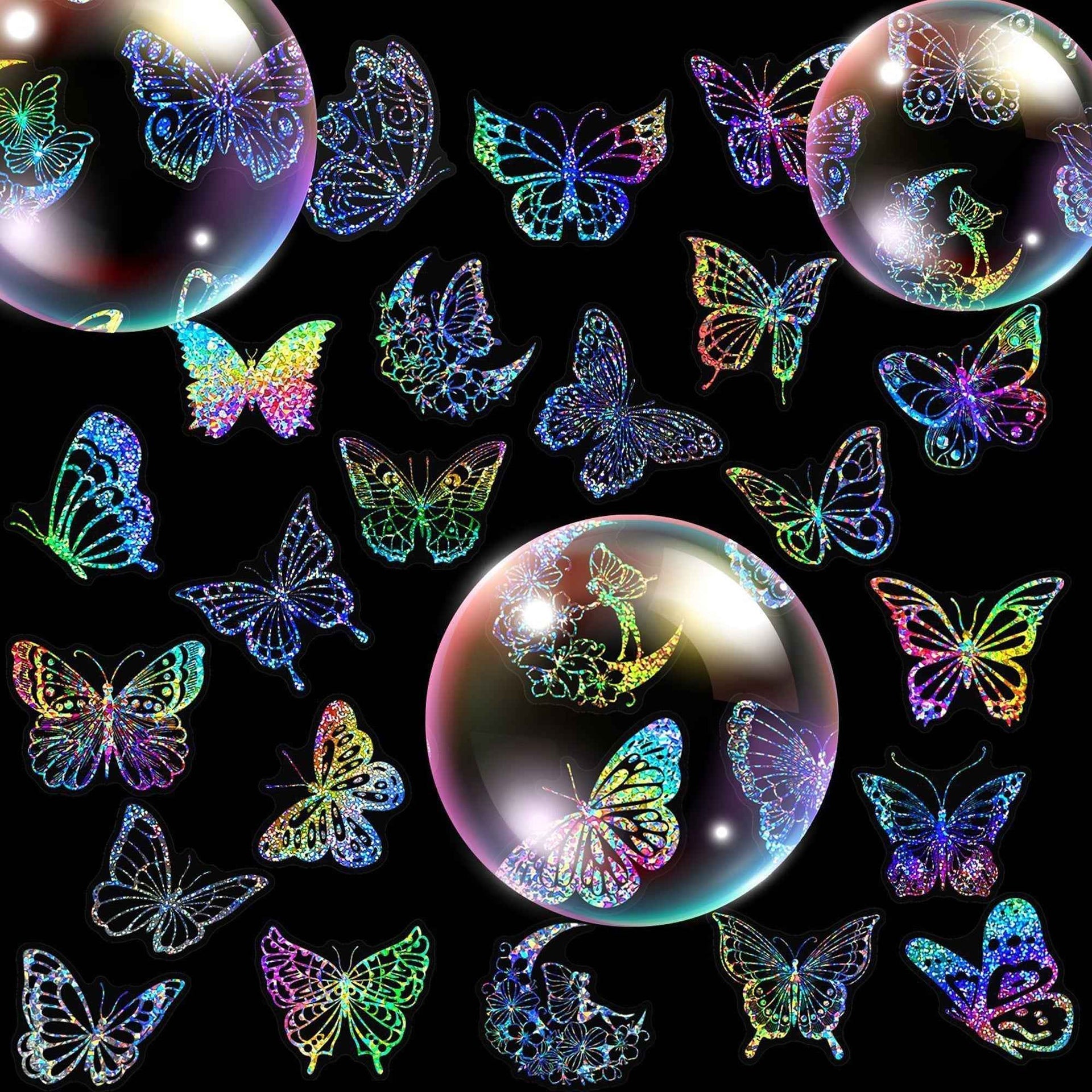Butterfly Holographic Stickers 100pcs Scrapbook Decor