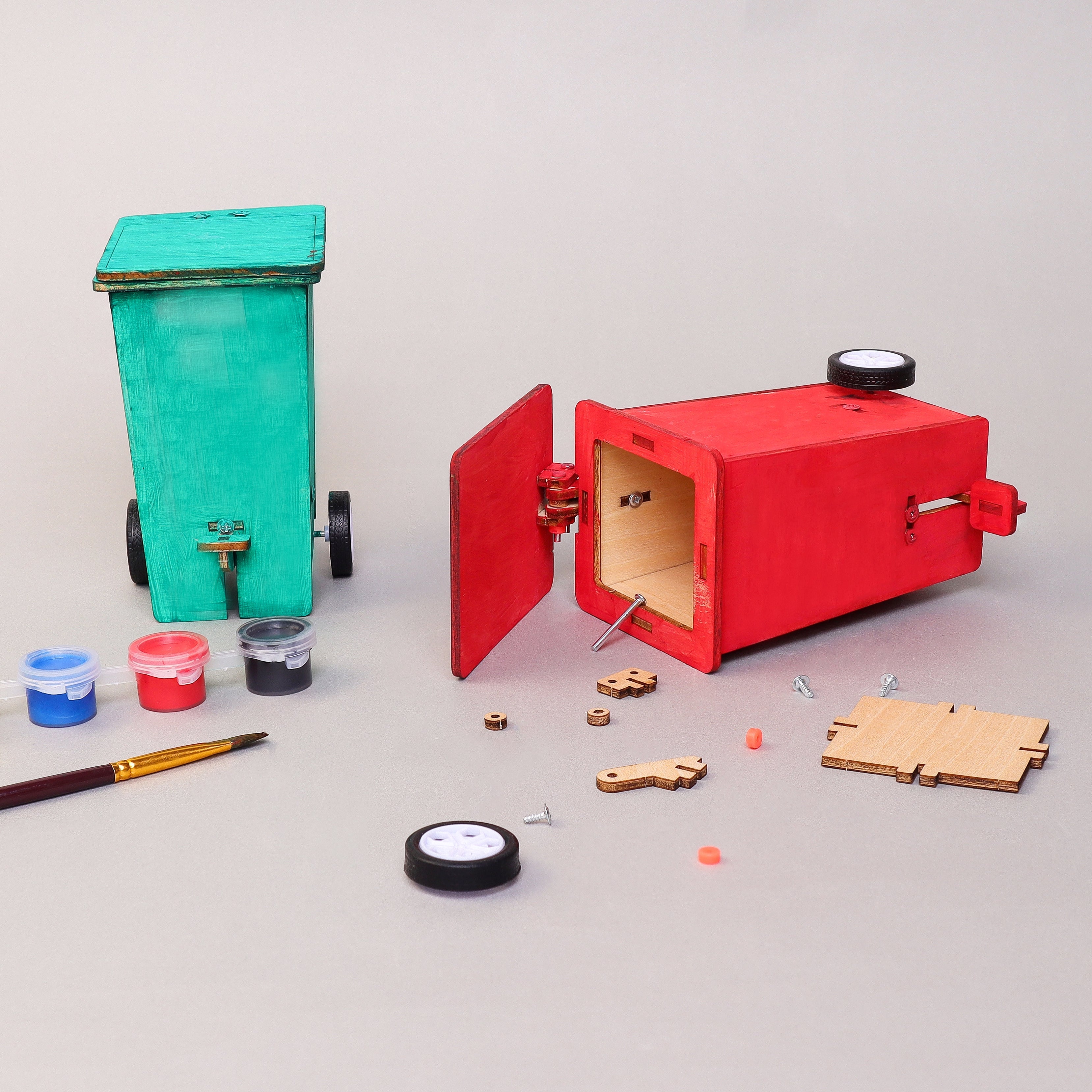 Build Paint Mini Trash Cans Set Desk