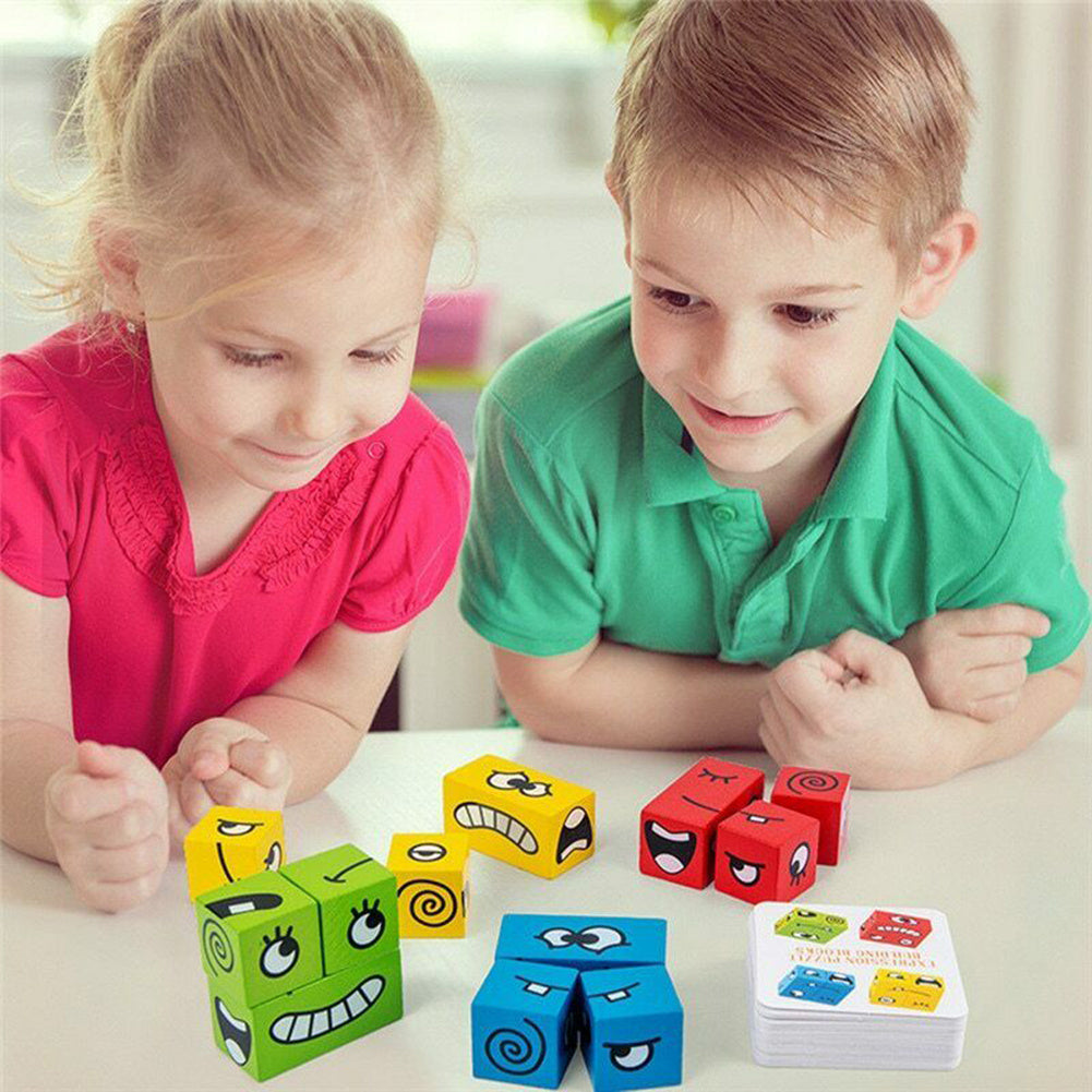 Wooden Magic Cube Face Pattern Matching Puzzle