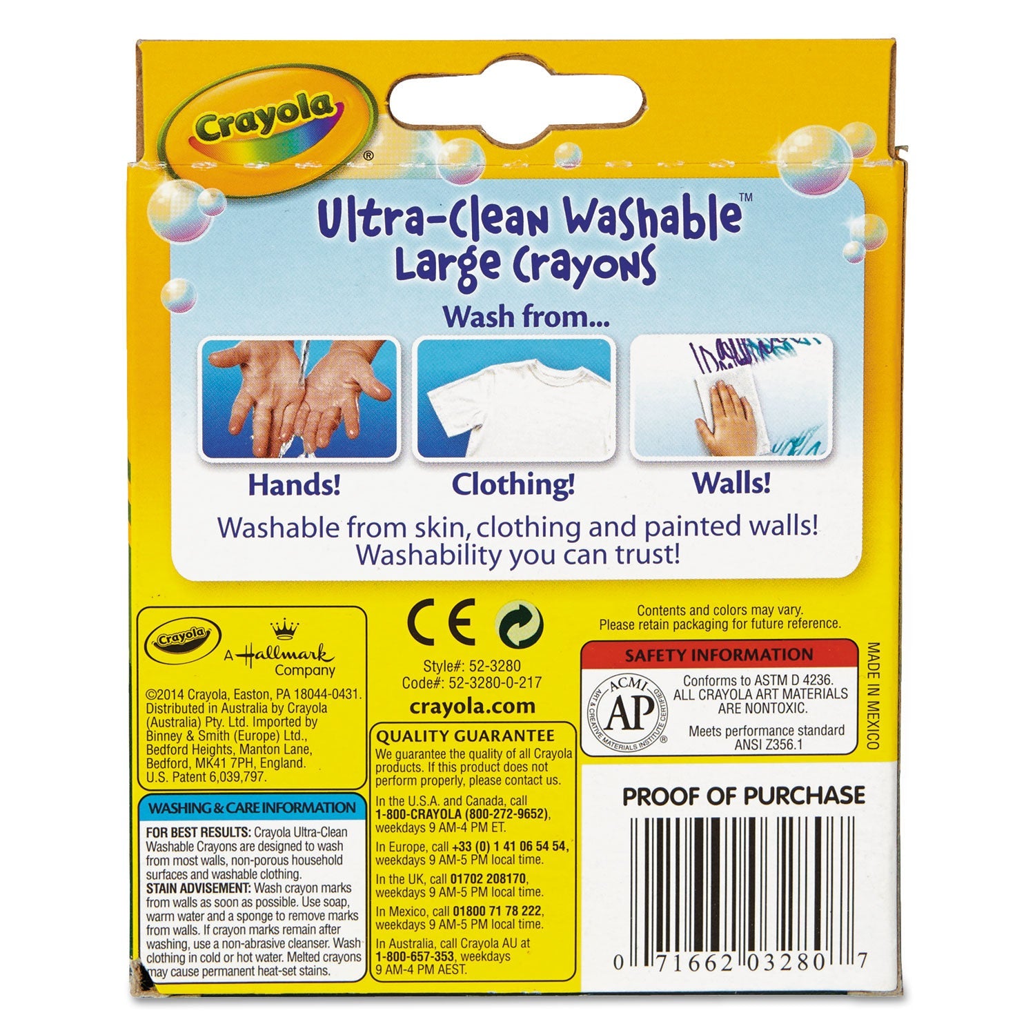 Crayola Ultra Clean Washable Large Crayons 8
