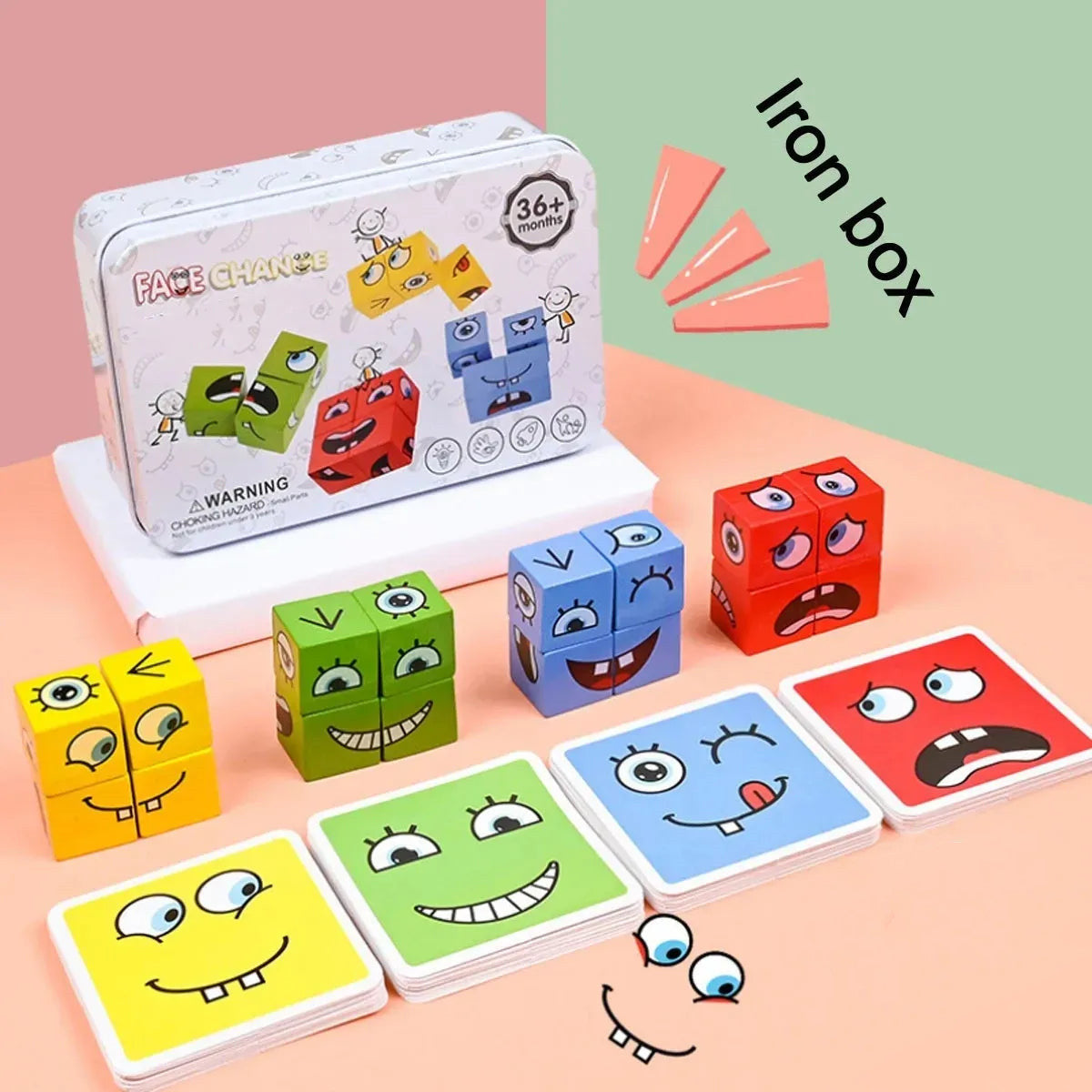 Wooden Magic Cube Face Pattern Matching Puzzle