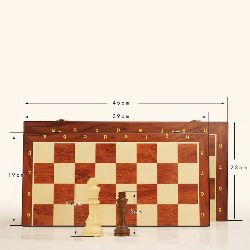 Magnetic Wooden Folding Chess Checkers Board Game