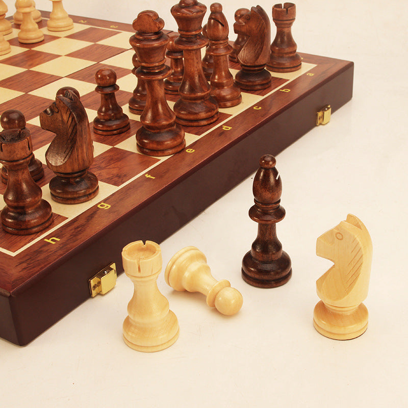 Magnetic Wooden Folding Chess Checkers Board Game