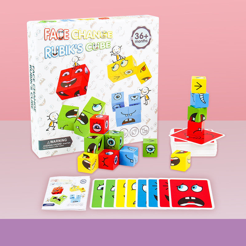 Wooden Magic Cube Face Pattern Matching Puzzle