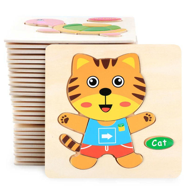 3D Wooden Animal Vehicle Puzzle Educational Toy