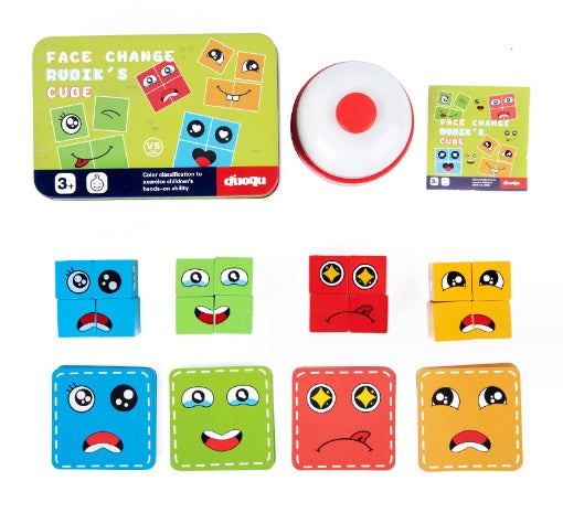 Wooden Magic Cube Face Pattern Matching Puzzle