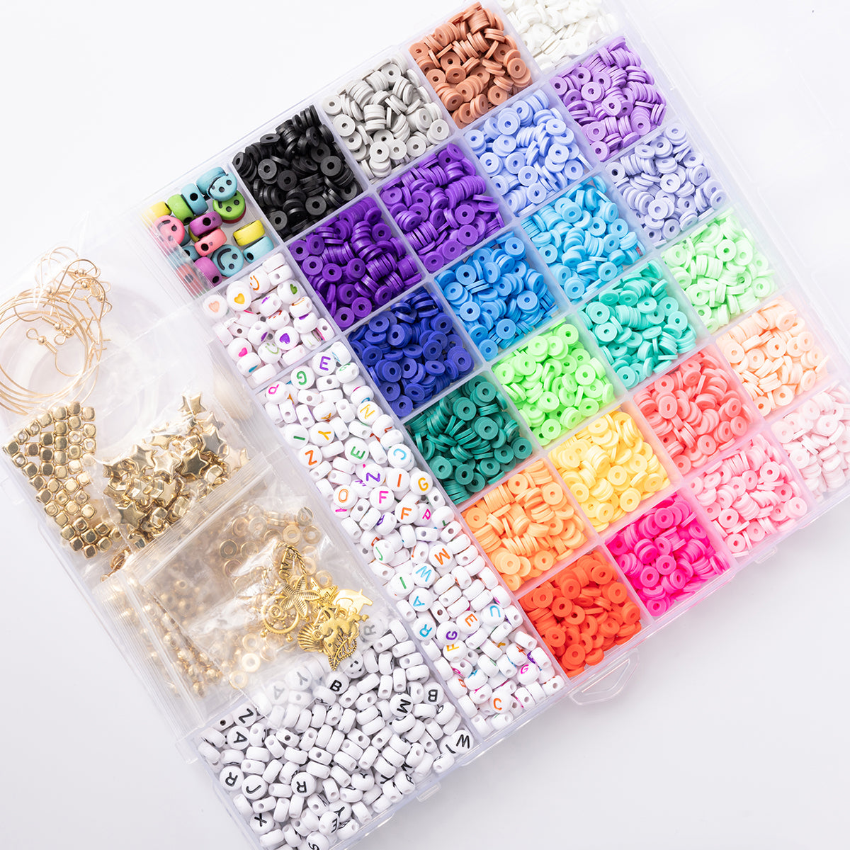 Multicolor Alphabet Heishi Happy Face Bead Kit