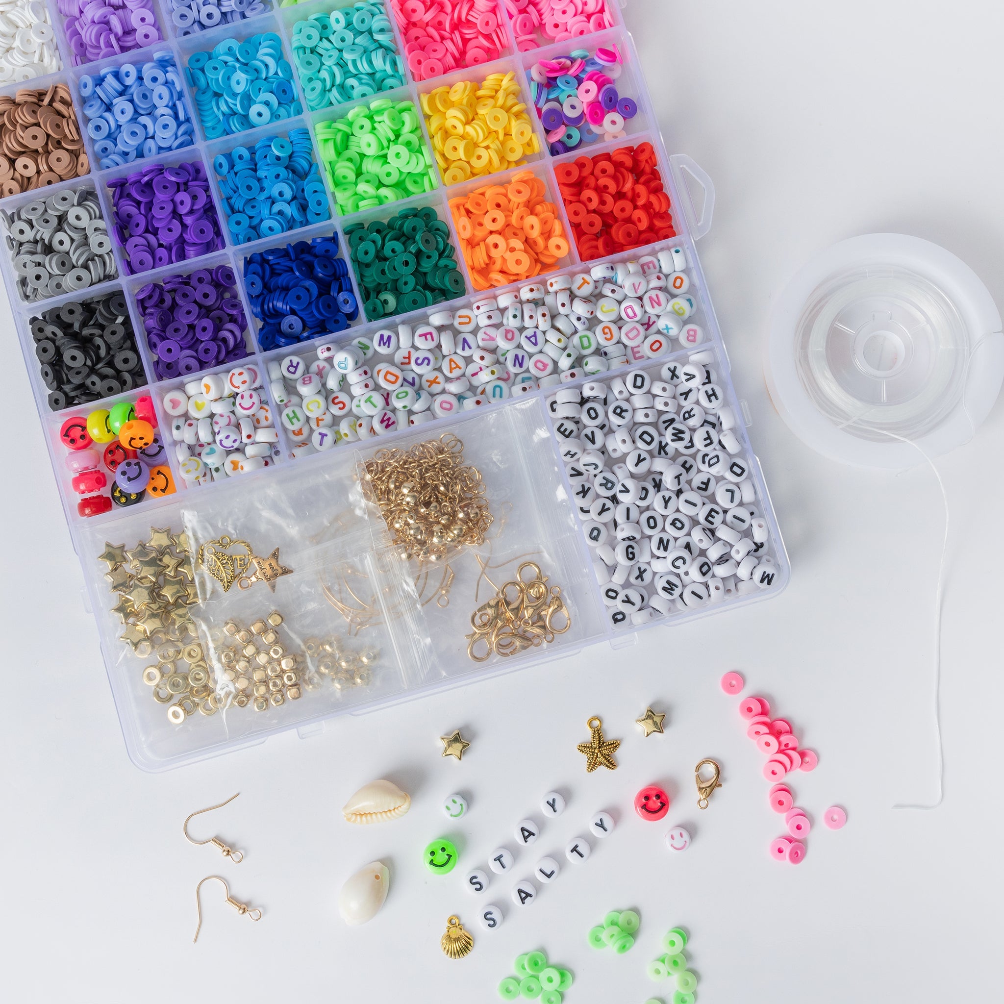 Multicolor Alphabet Heishi Happy Face Bead Kit