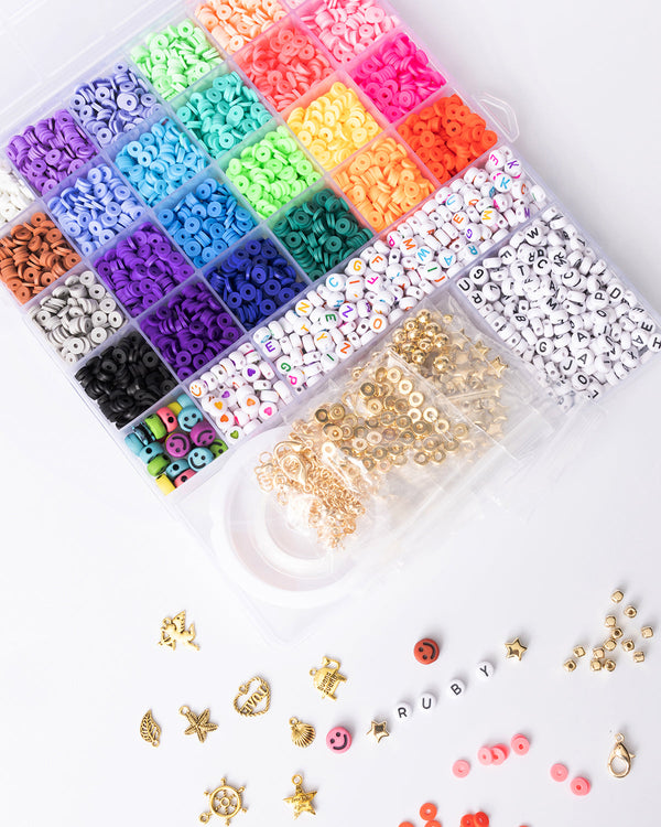 Multicolor Alphabet Heishi Happy Face Bead Kit