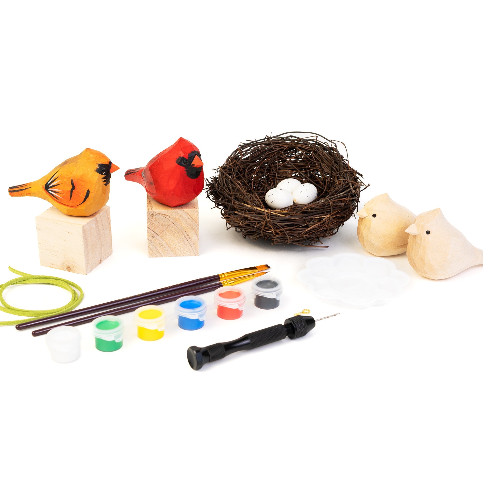 Hand-Carved Cardinal Bird DIY Painting Craft Kit