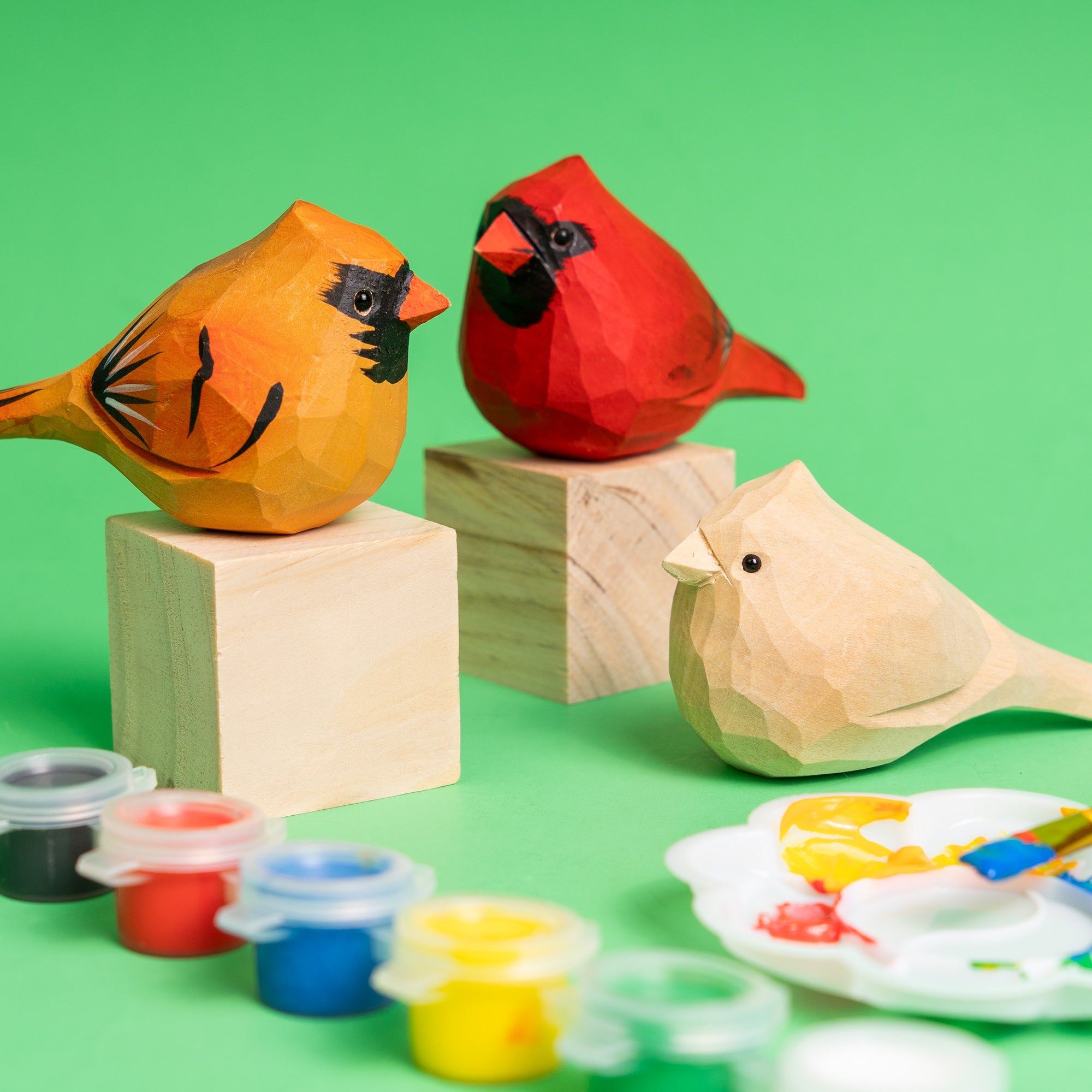 Hand-Carved Cardinal Bird DIY Painting Craft Kit