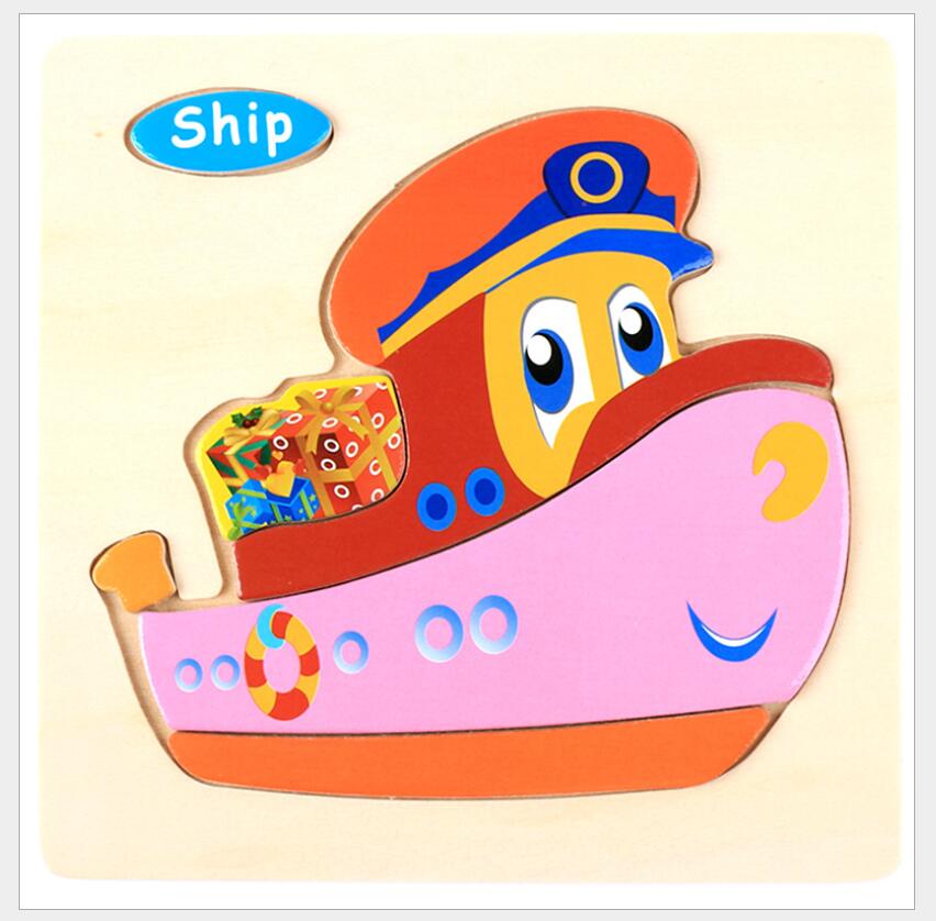 3D Wooden Animal Vehicle Puzzle Educational Toy