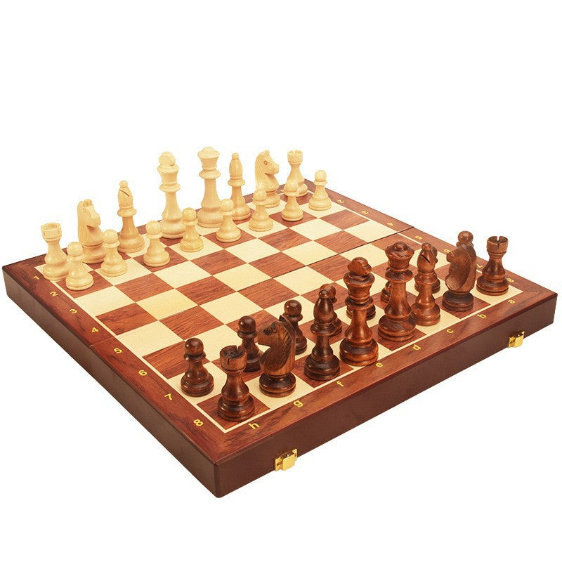 Magnetic Wooden Folding Chess Checkers Board Game