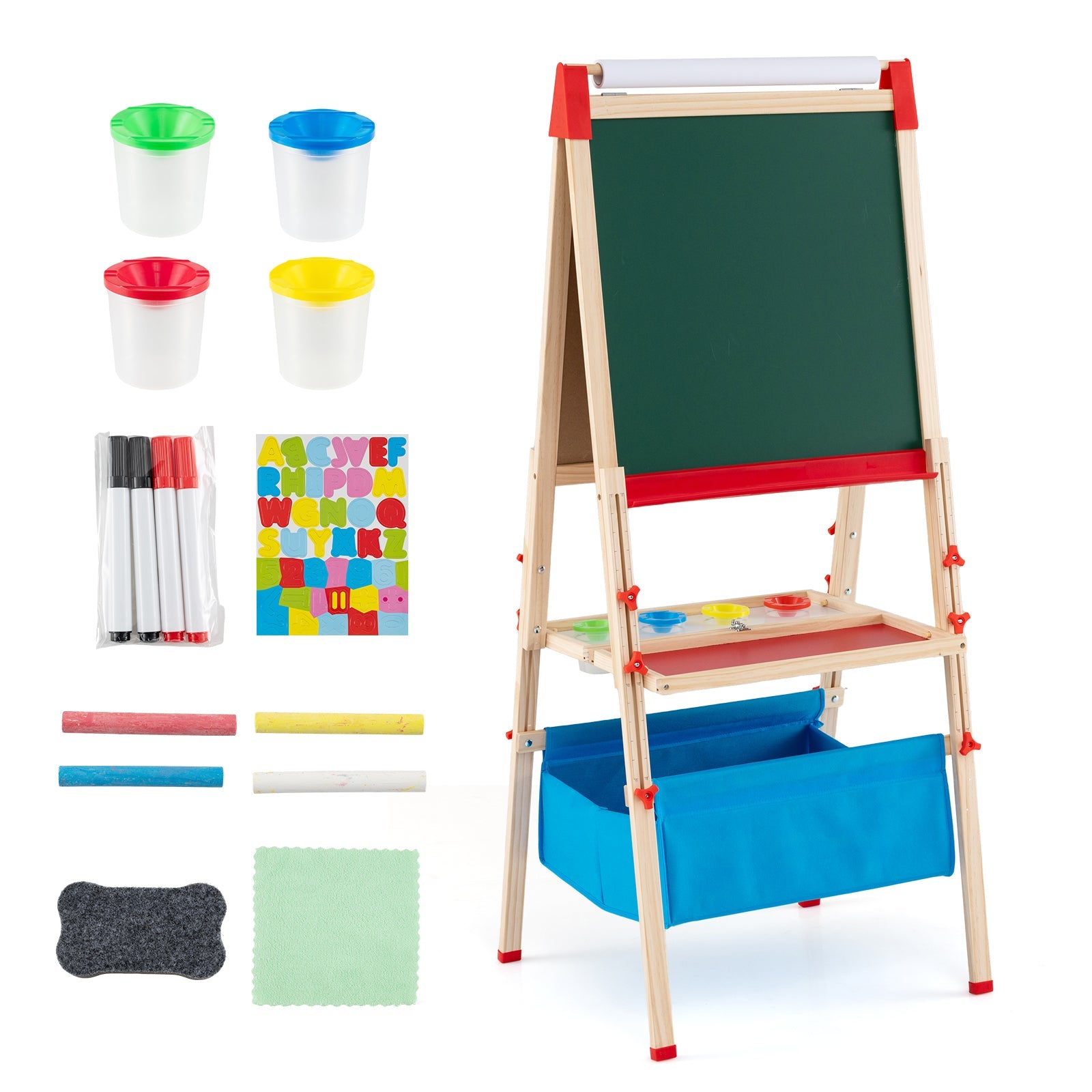 Foldable Double-Sided Magnetic Chalkboard Easel Kids Multicolor