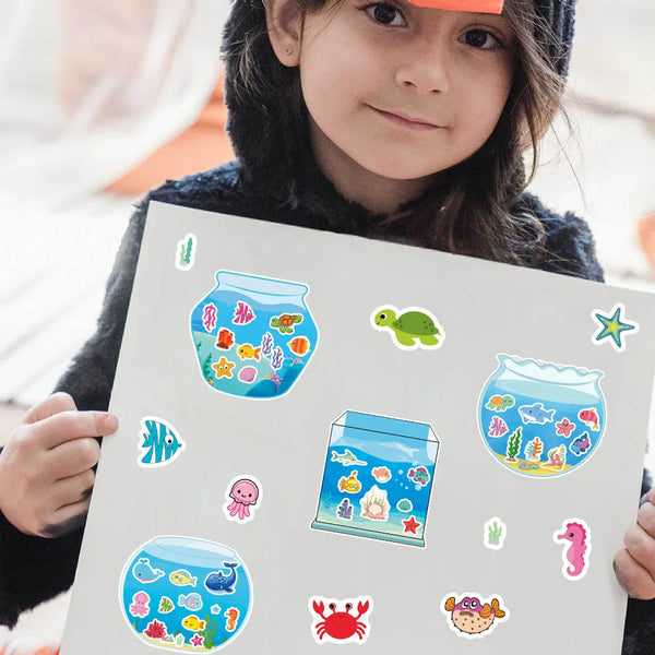 8-Piece Fish Tank Scene Puzzle Stickers Kids