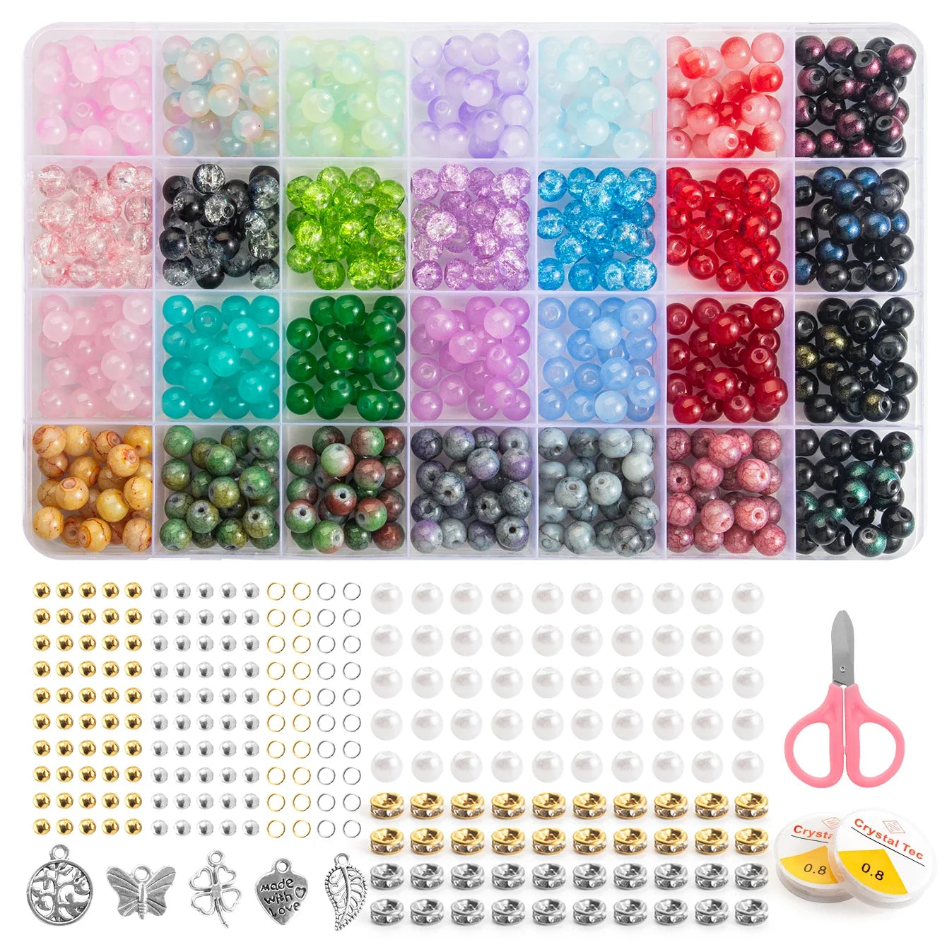 Glass Beads Bracelet Making Kit 28 Colors