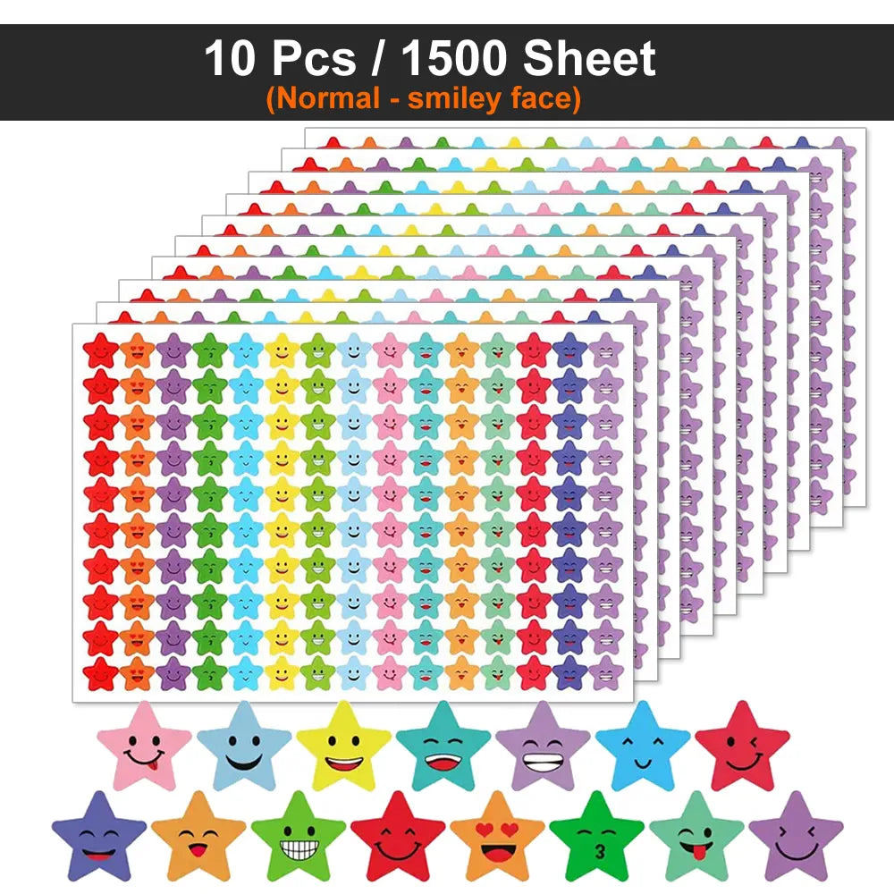 Happy Face Star Reward Stickers Kids Craft