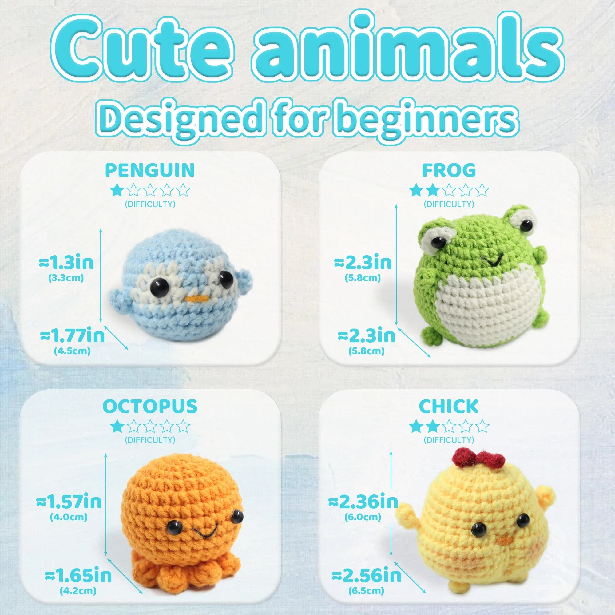 Animal Series Crochet Kit Beginners Step-by-Step Set