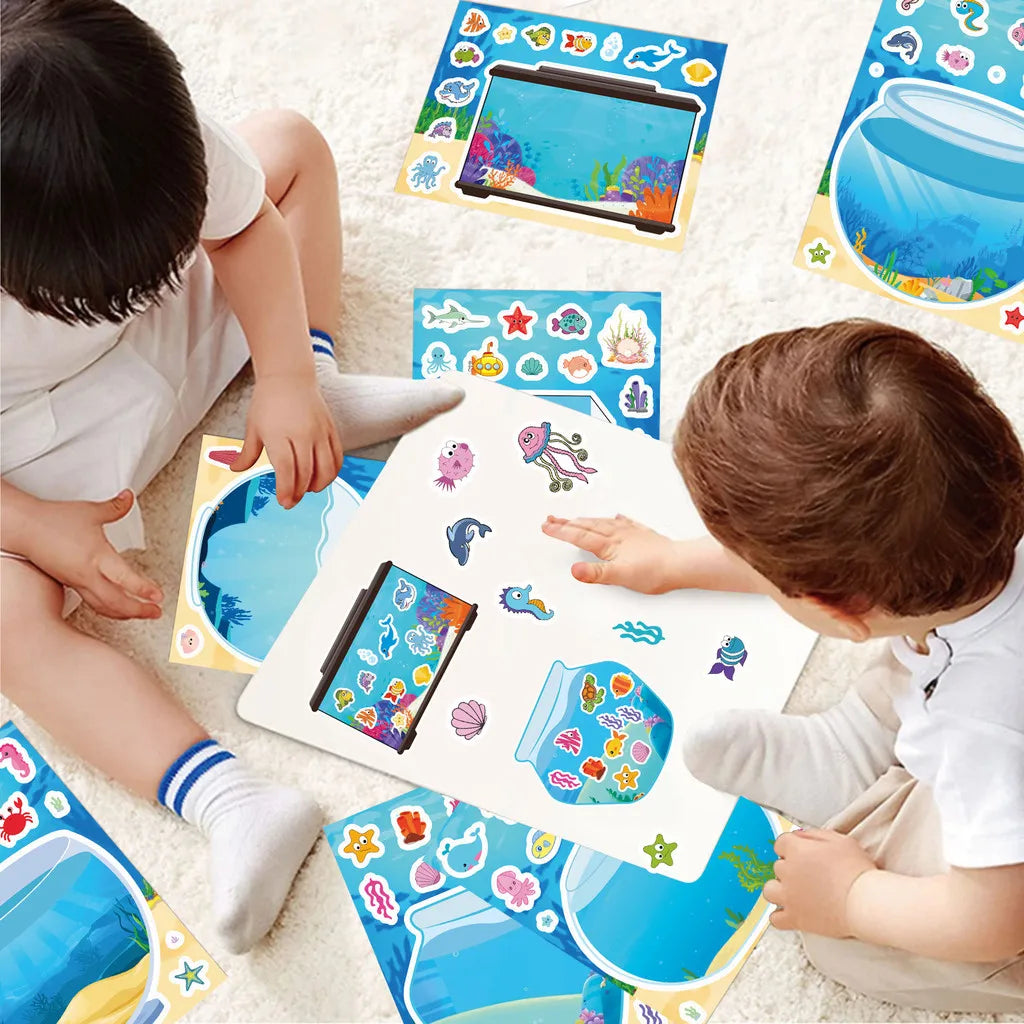 8-Piece Fish Tank Scene Puzzle Stickers Kids