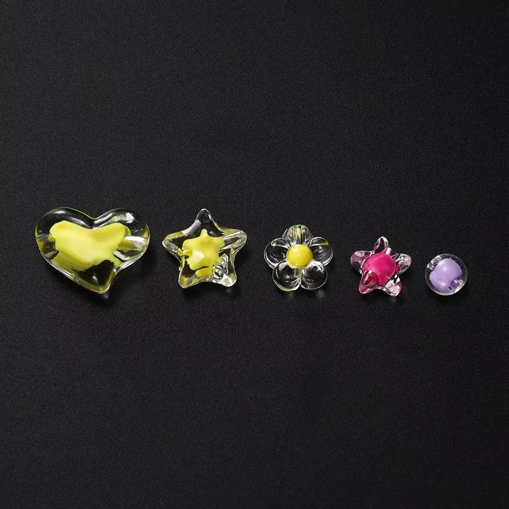 174pcs Heart Acrylic Flower Beads Jewelry Making Kit