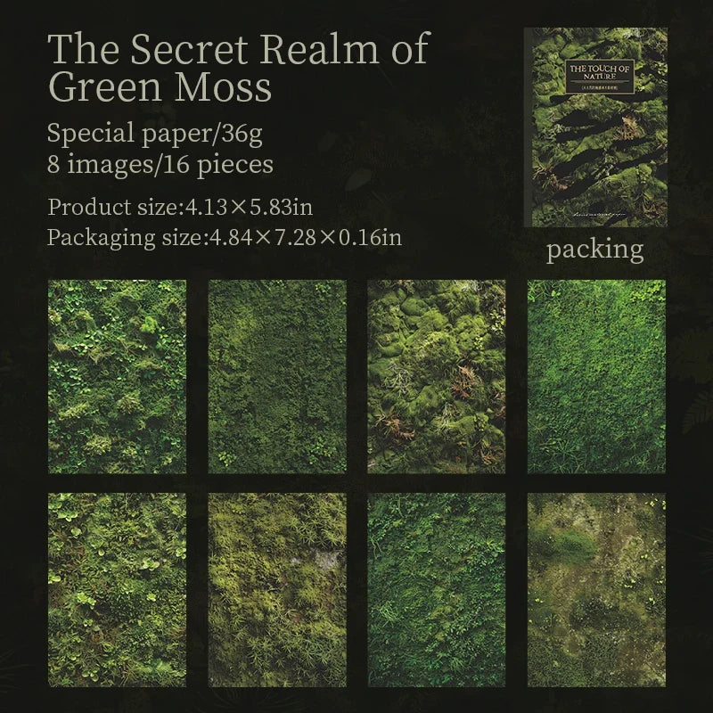 16 Sheets Green Moss Nature Specialty Craft Paper