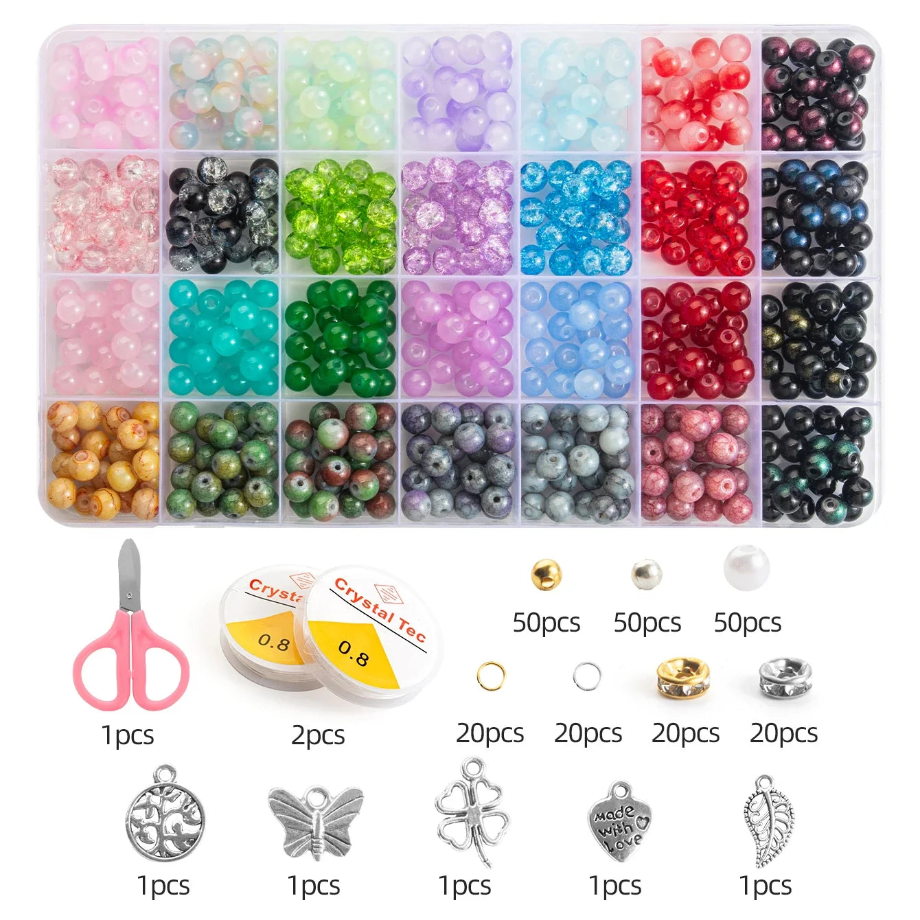 Glass Beads Bracelet Making Kit 28 Colors