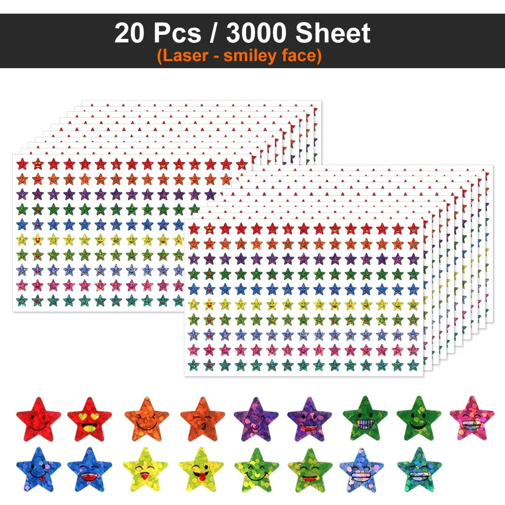 Happy Face Star Reward Stickers Kids Craft