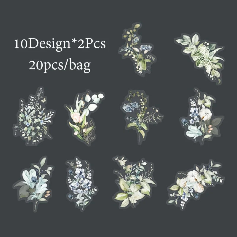Plant Themed Sticker Pack 20pcs Scrapbook Decor