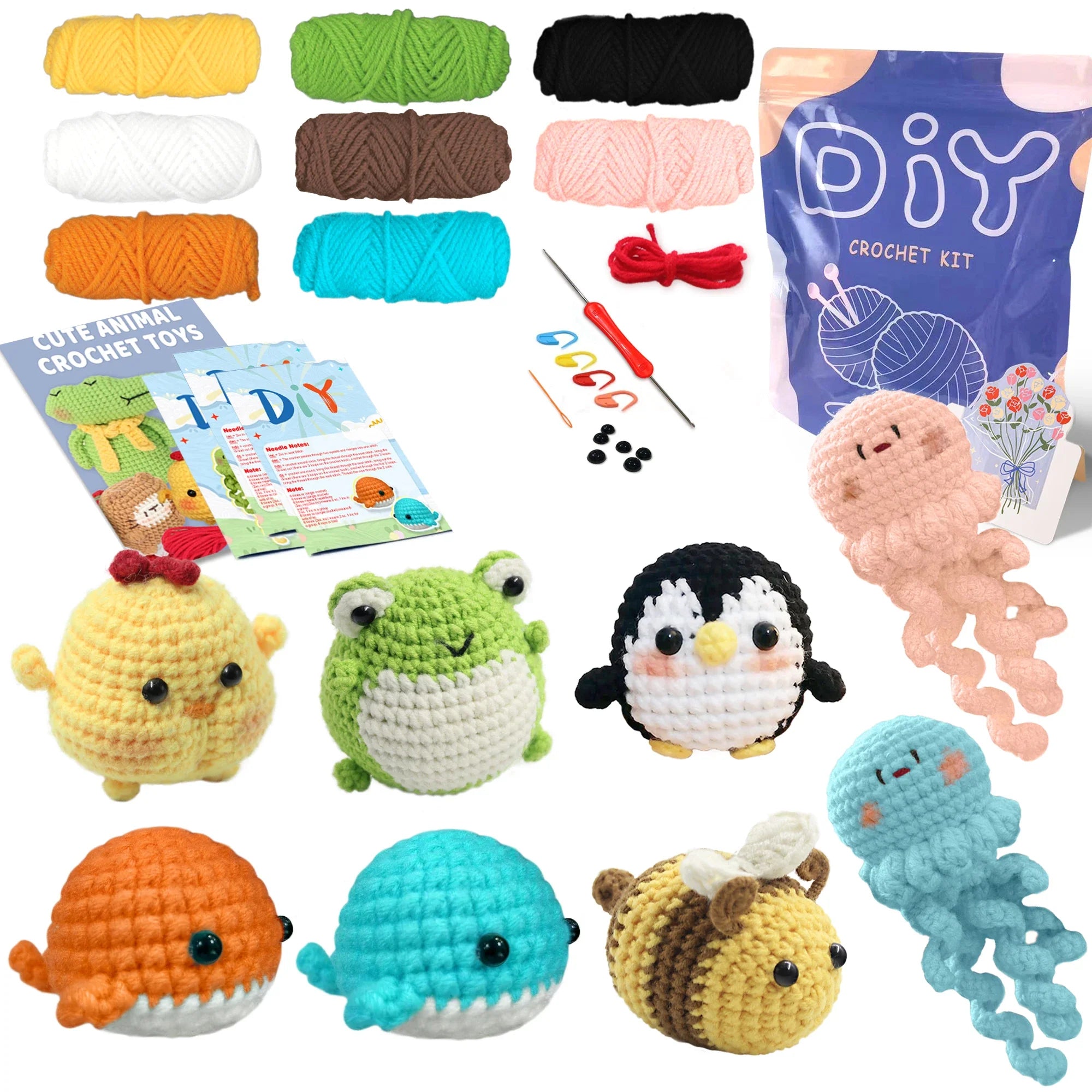 Animal Series Crochet Kit Beginners Step-by-Step Set