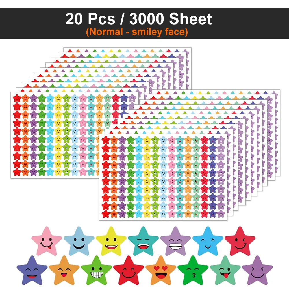 Happy Face Star Reward Stickers Kids Craft