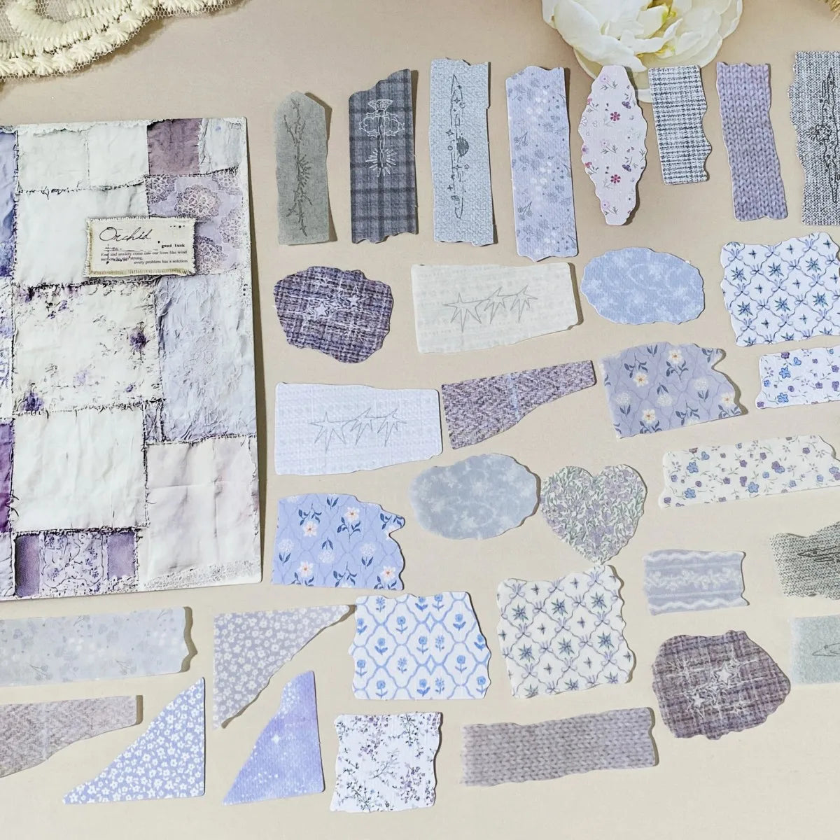 Vintage Paper Sticker Pack 50pcs Mixed Designs