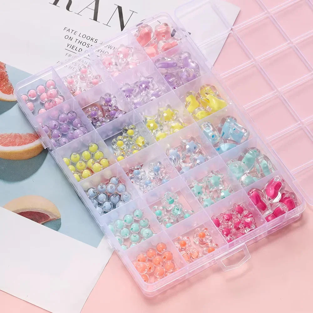 174pcs Heart Acrylic Flower Beads Jewelry Making Kit