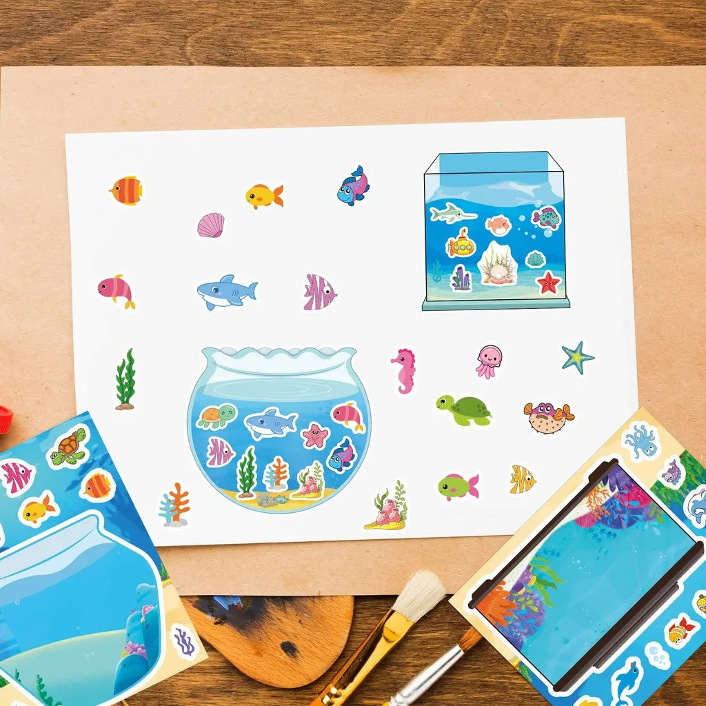 8-Piece Fish Tank Scene Puzzle Stickers Kids