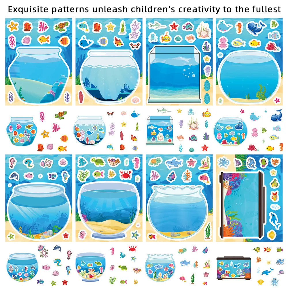 8-Piece Fish Tank Scene Puzzle Stickers Kids
