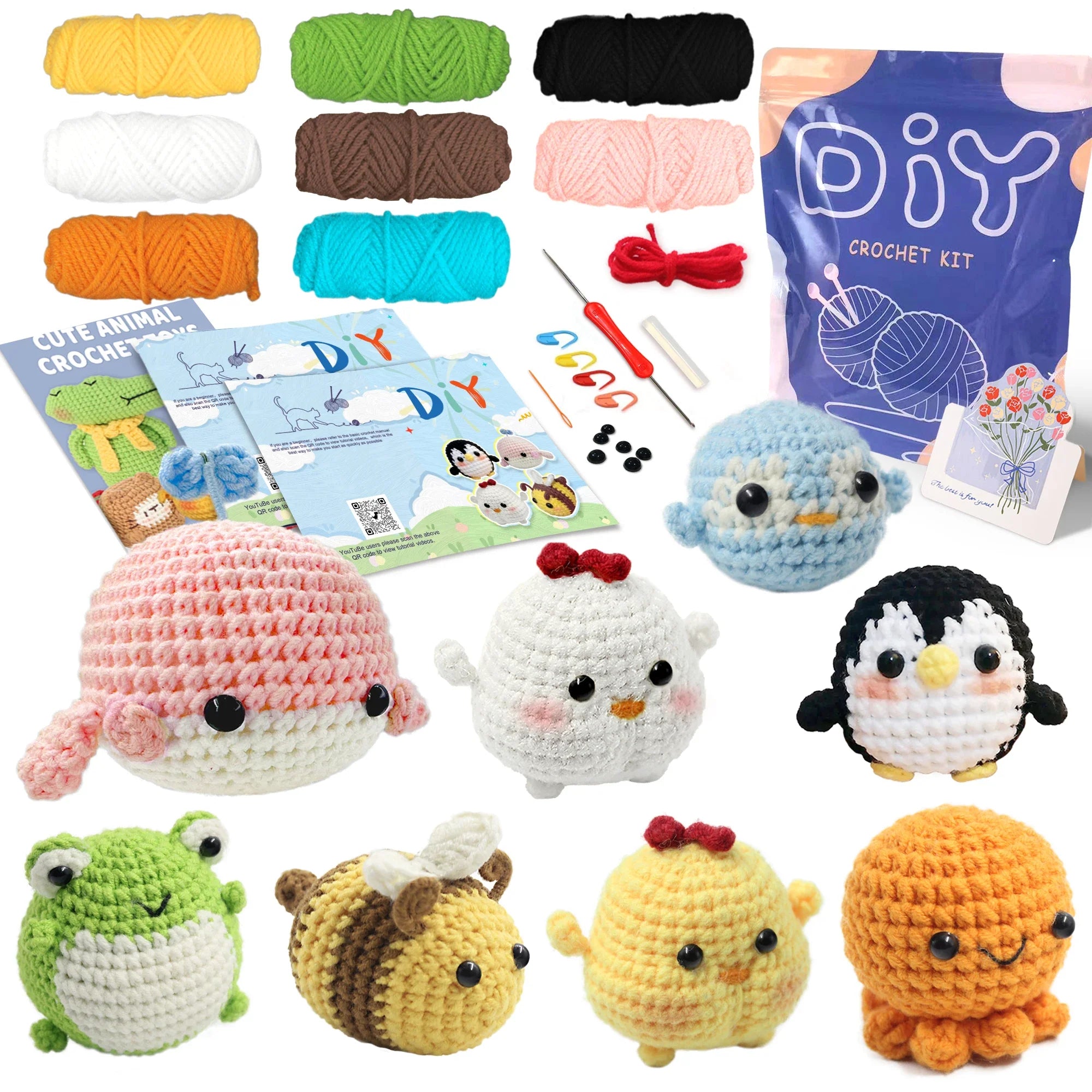 Animal Series Crochet Kit Beginners Step-by-Step Set