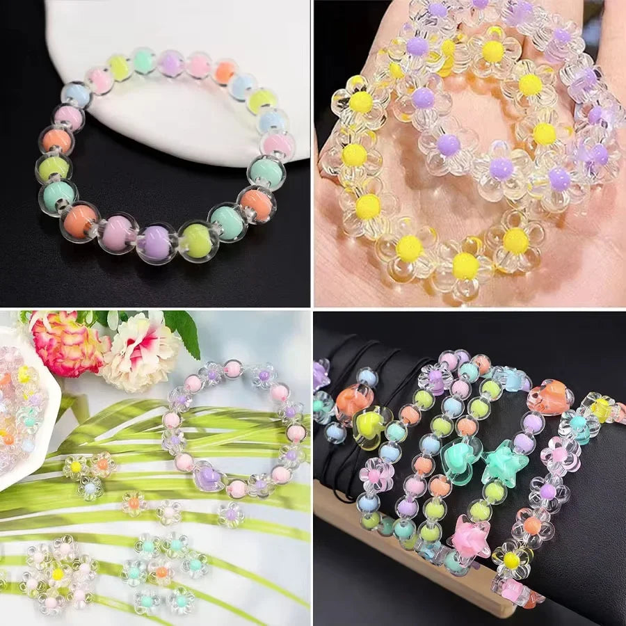 174pcs Heart Acrylic Flower Beads Jewelry Making Kit