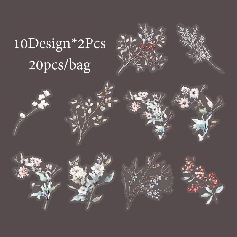 Plant Themed Sticker Pack 20pcs Scrapbook Decor