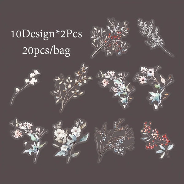 Plant Themed Sticker Pack 20pcs Scrapbook Decor