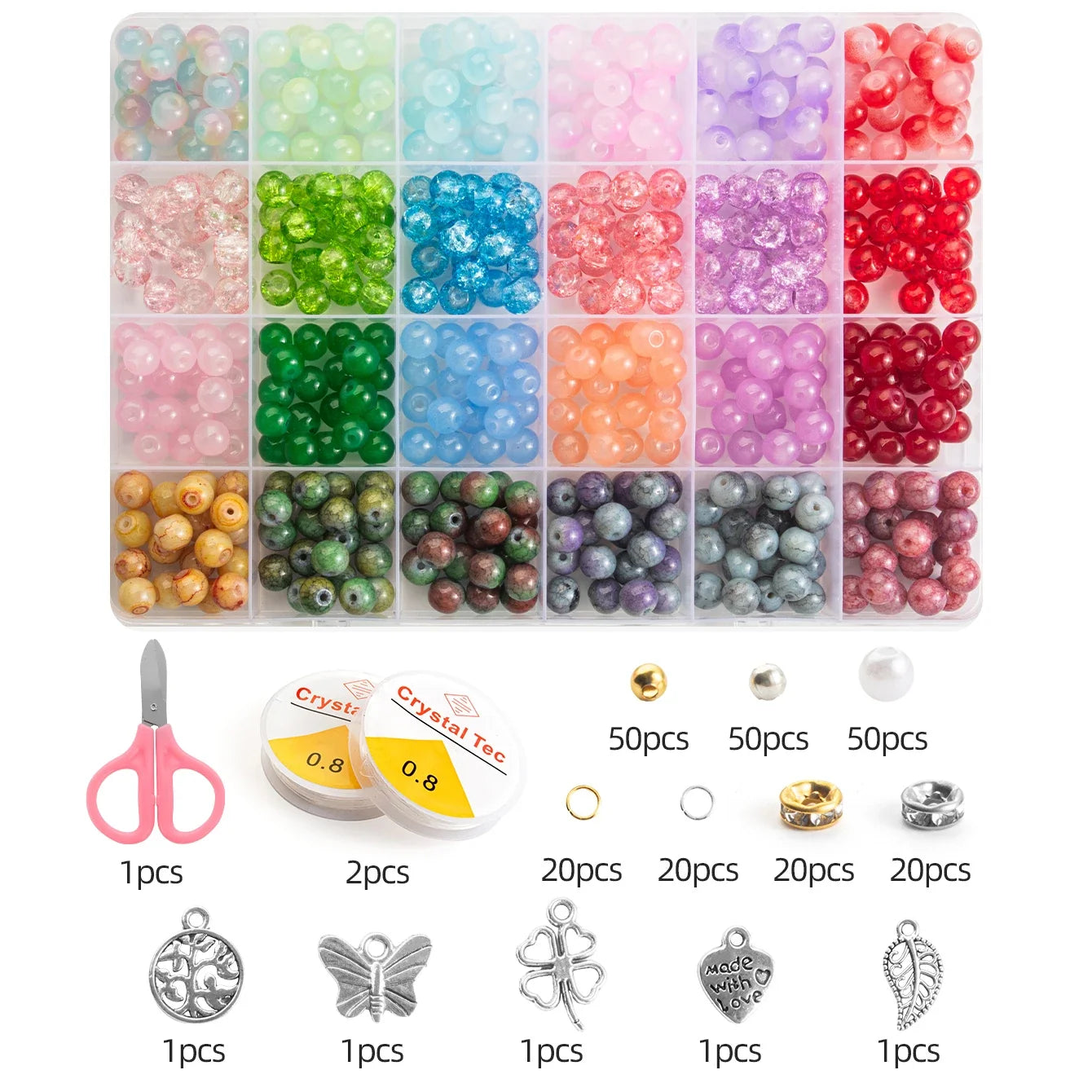 Glass Beads Bracelet Making Kit 28 Colors