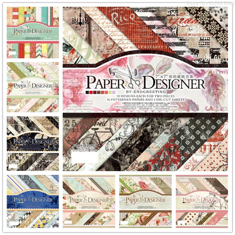7 Inch Vintage Scrapbook Paper Set 40 Sheets