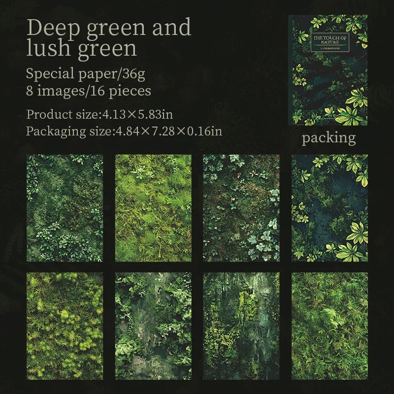16 Sheets Green Moss Nature Specialty Craft Paper