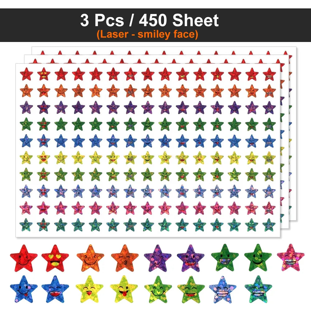 Happy Face Star Reward Stickers Kids Craft