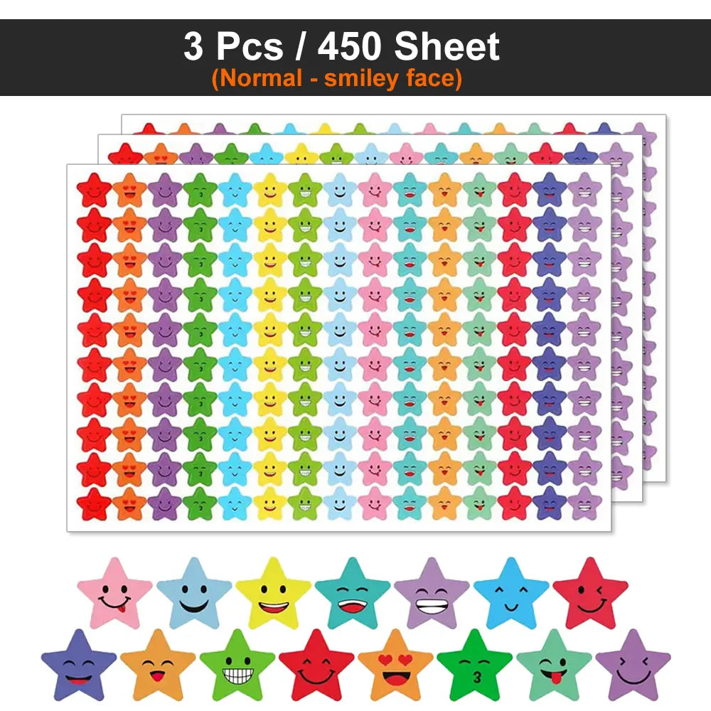 Happy Face Star Reward Stickers Kids Craft
