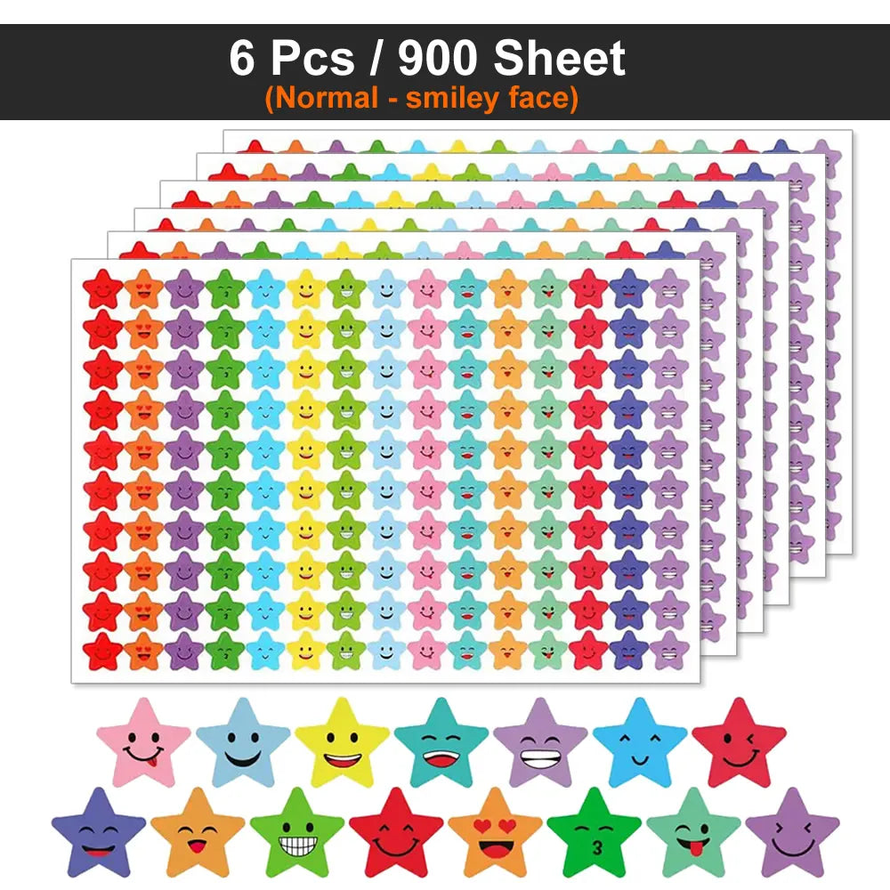 Happy Face Star Reward Stickers Kids Craft