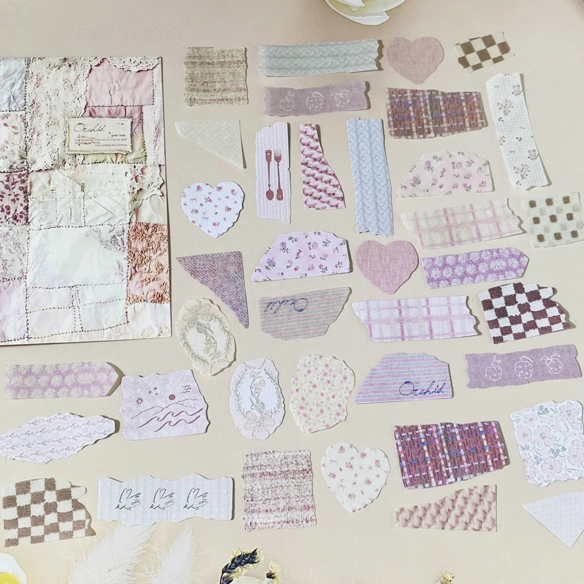 Vintage Paper Sticker Pack 50pcs Mixed Designs