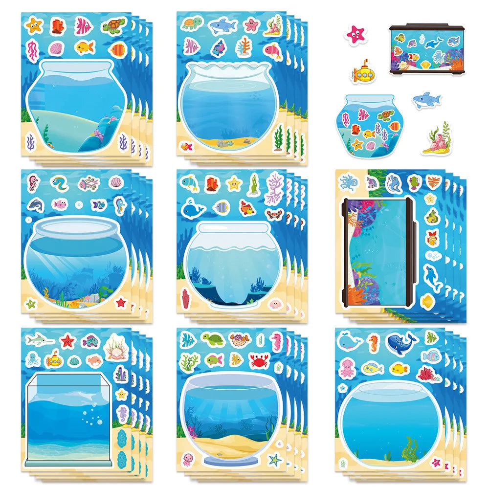 8-Piece Fish Tank Scene Puzzle Stickers Kids